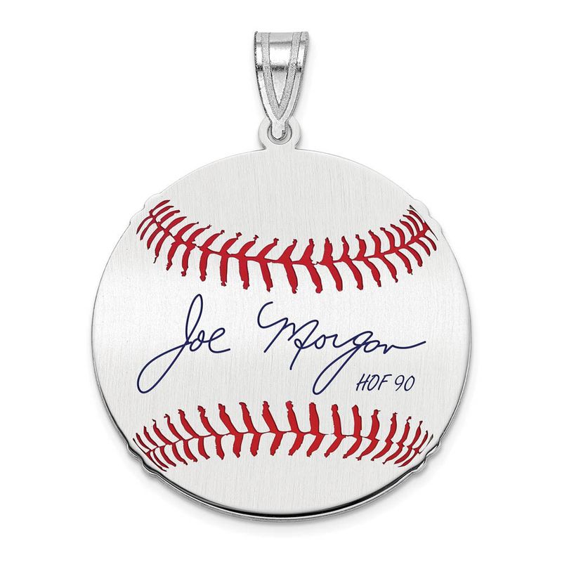 Sterling Silver Joe Morgan Signature Md Enamel Baseball Pendant